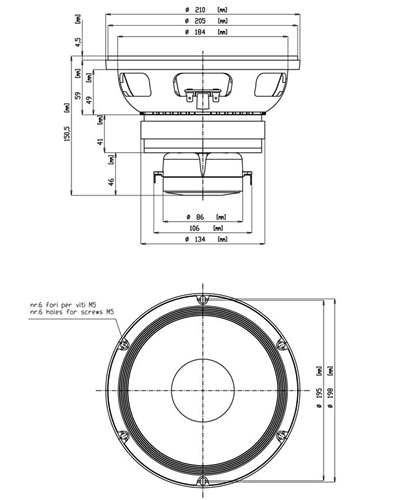 Coaxials Bass Driver 8inch 8Ω 18 Sound 8CX401F